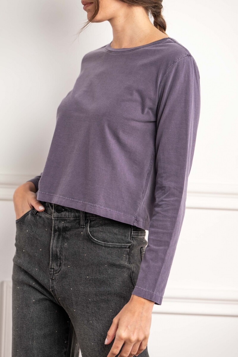 Remera Manga Larga Lavada Violeta