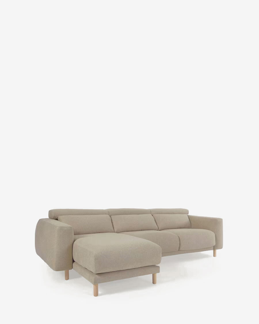Sofá Singa 3 Plazas con chaise longue izquierdo beige 296 cm