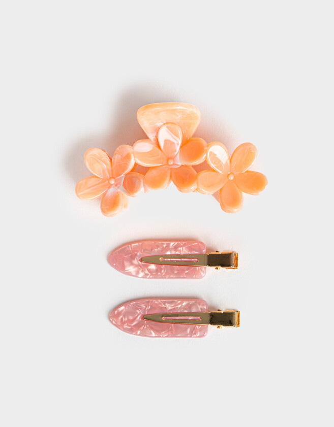 Accesorios Pelo Set Con flores Set De Broches - Rosa Polvo