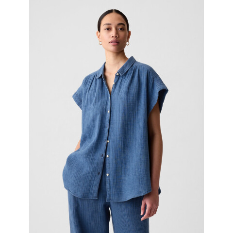 SS SHIRT - MED FALMOUTH DENIM LIGHT WASH INDIGO 118