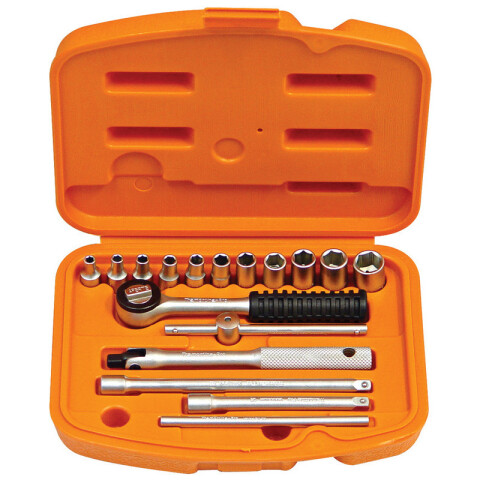 Juego de dados milimétricos 1/4", 17 piezas -TRAMONTINA TN3995