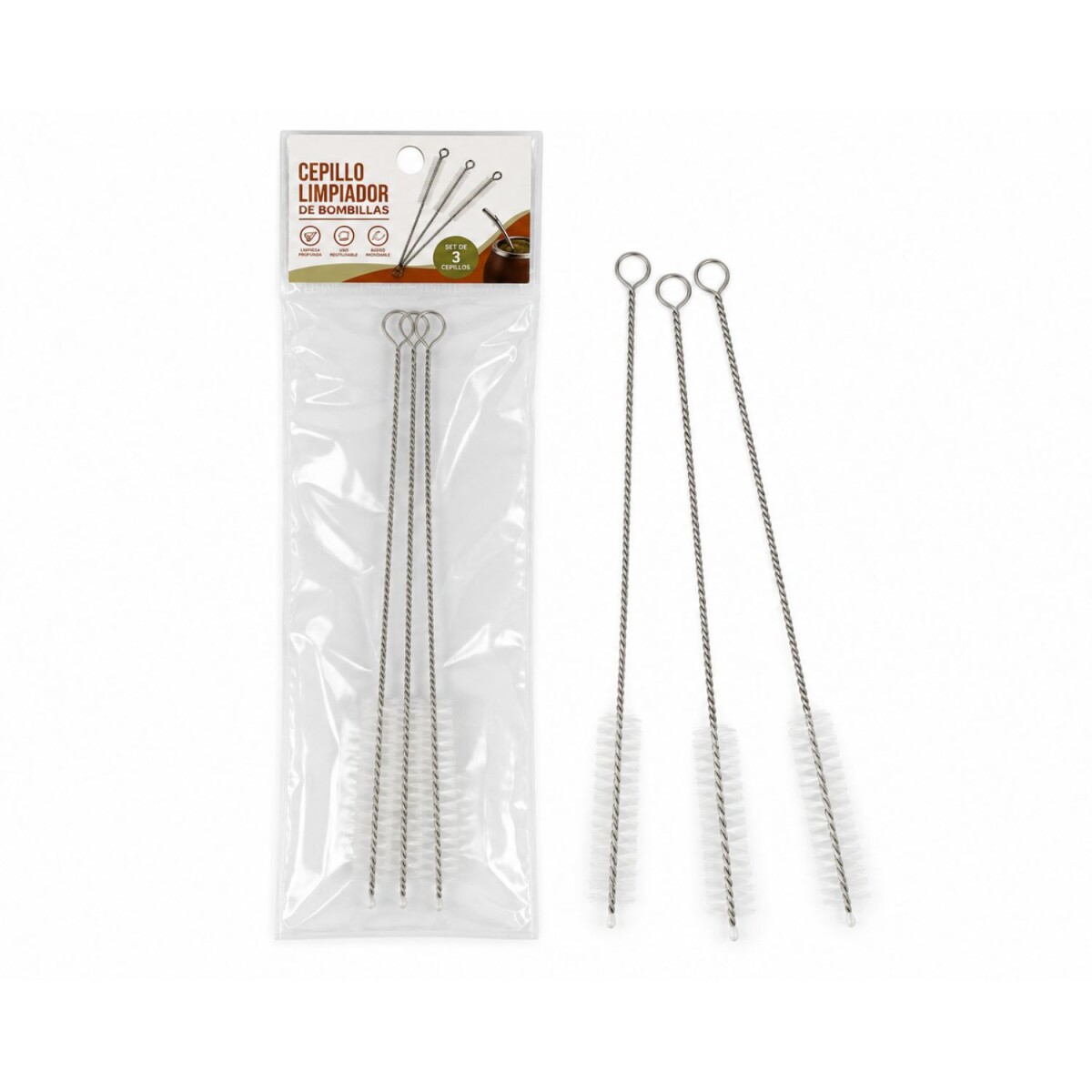 Set de 3 cepillos limpia bombillas PRISMA 
