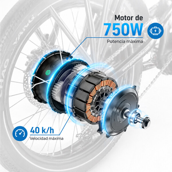 Bicicleta Eléctrica Samebike 20 Plegable 750w BLANCO