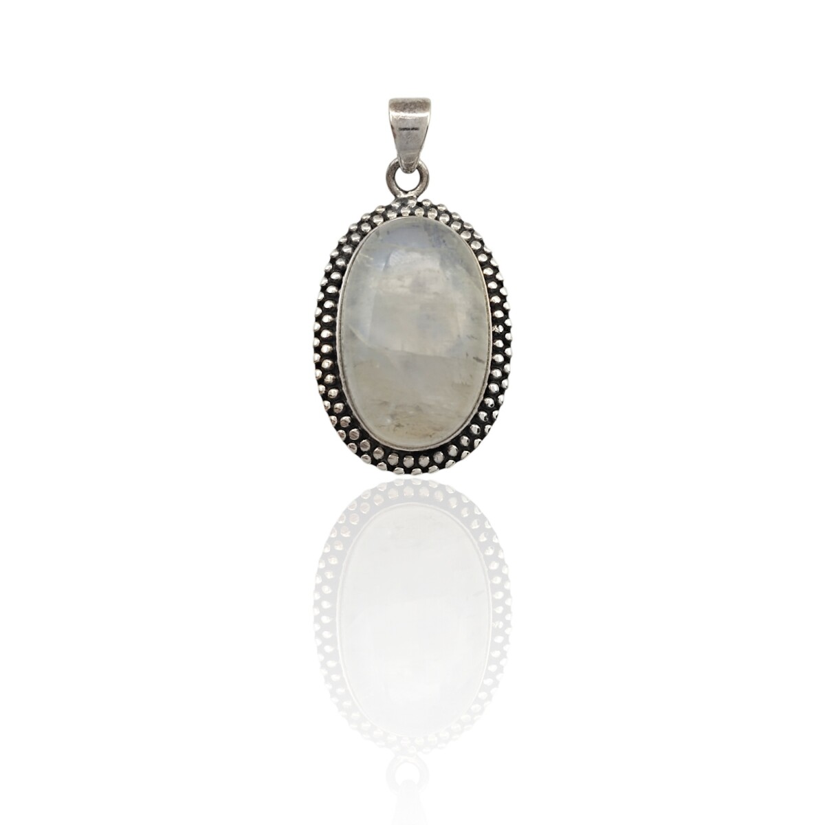 Dije Colgante Oval-Plata 925 Quemada-Piedra Luna-CP4266 - conpiedra 
