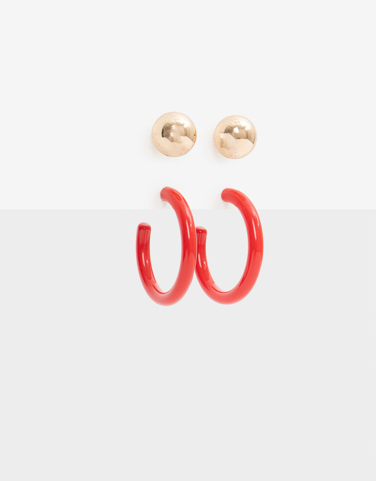 Aros Sets Acrilico Set De Aros Resina - Rojo Medio