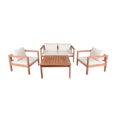 SET DE LIVING MADERA NATURAL-BEIGE VALENCIA