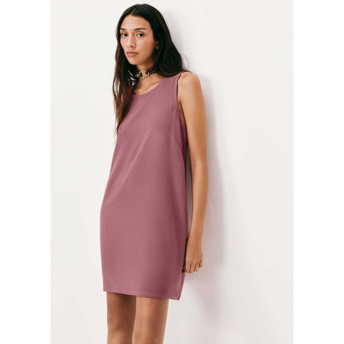 VESTIDO CURTO FEM - ROSA MEDIO 