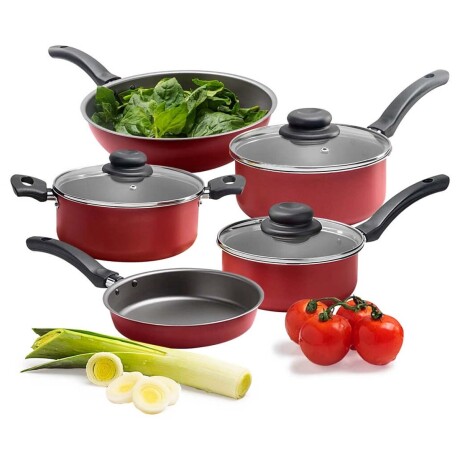 Set Cocina 10Pzas Juego Batería Brinox + Accesorios Silicona Salmón