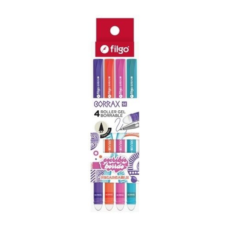 Filgo boligrafo roller gel borrable borrax se - estuche 4 br Filgo Boligrafo Roller Gel Borrable Borrax Se - Estuche 4 Br