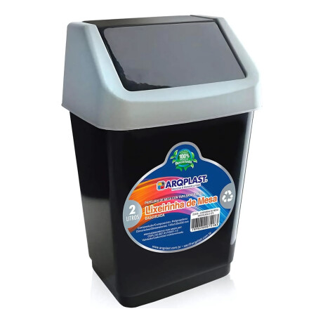 Papelera Tapa Basculante Plástico 2 Litros Color Negro Negro