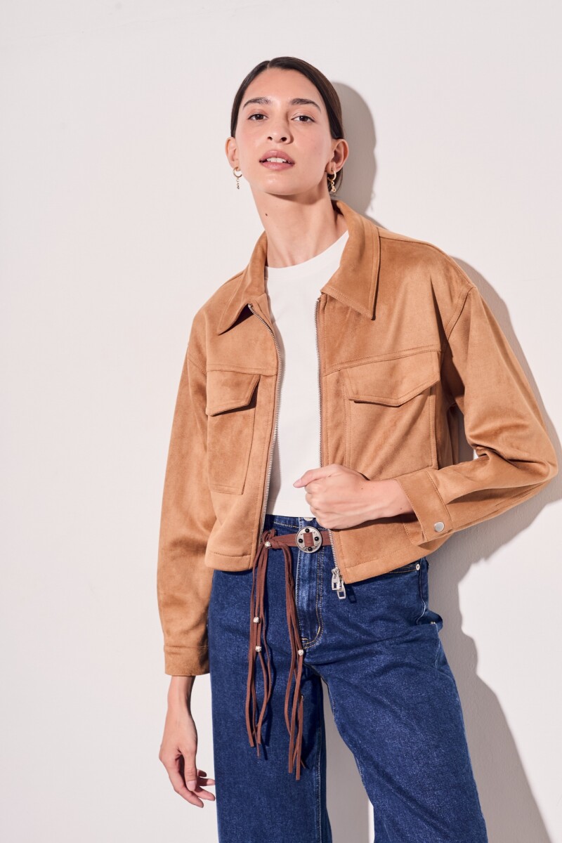 Campera Gamuza Cuero Vegano Whisky