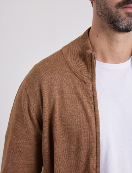 470656 CARDIGAN HARRINGTON LABEL Camel