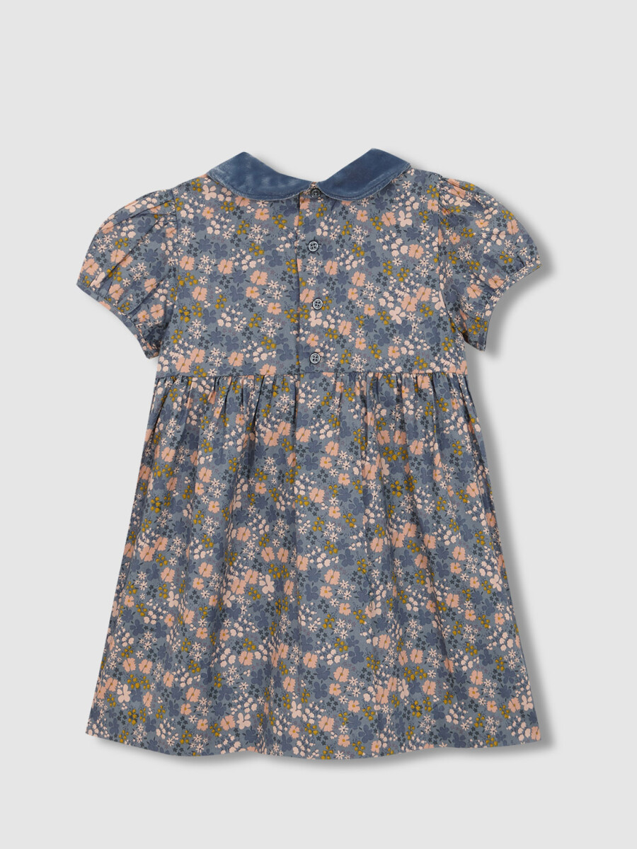 Vestido Manga Corta Nido De Abeja Verde Viejo Claro