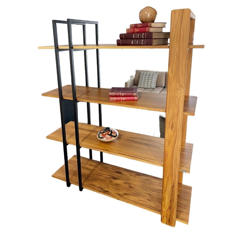 ESTANTERÍA ALTA - MADERA TECA C/HIERRO COLOR NEGRO METALIZADO ESTANTERÍA ALTA - MADERA TECA C/HIERRO COLOR NEGRO METALIZADO