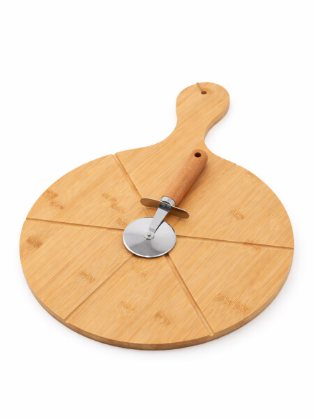 TABLA DE PIZZA CON CUCHILLO MADERA
