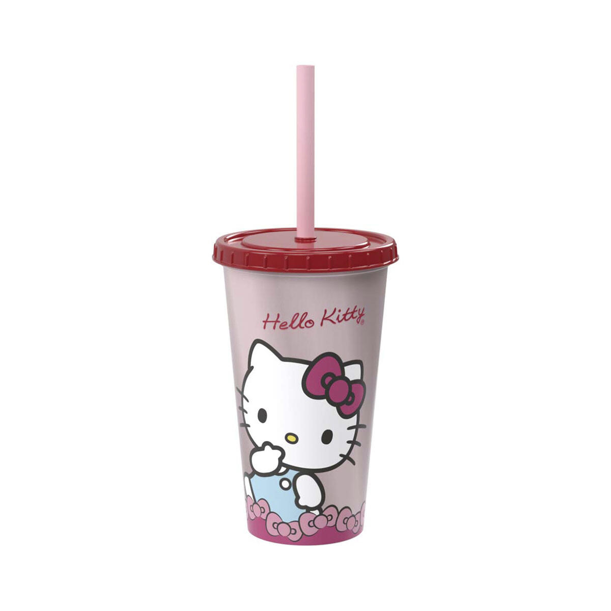 Vaso Plástico con Pajita Hello Kitty 500 ml 