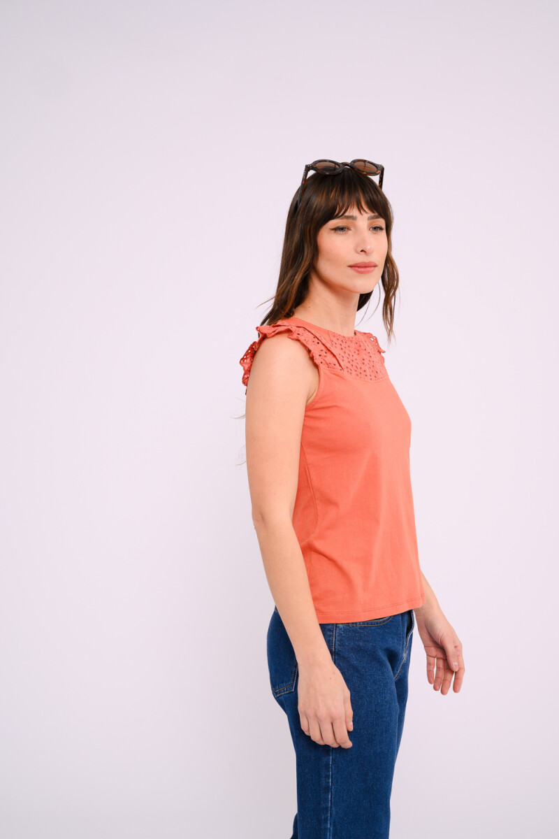 Blusa con calado Terracota