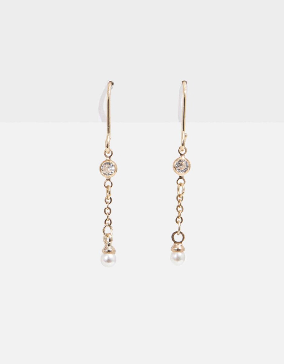 Aros Largos Con Cubic - Dorado 