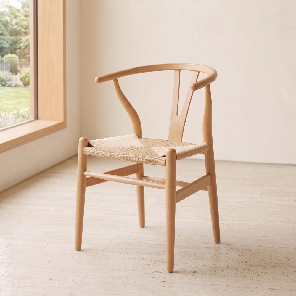 Silla Wishbone - Madera de Haya y Rattan natural Natural