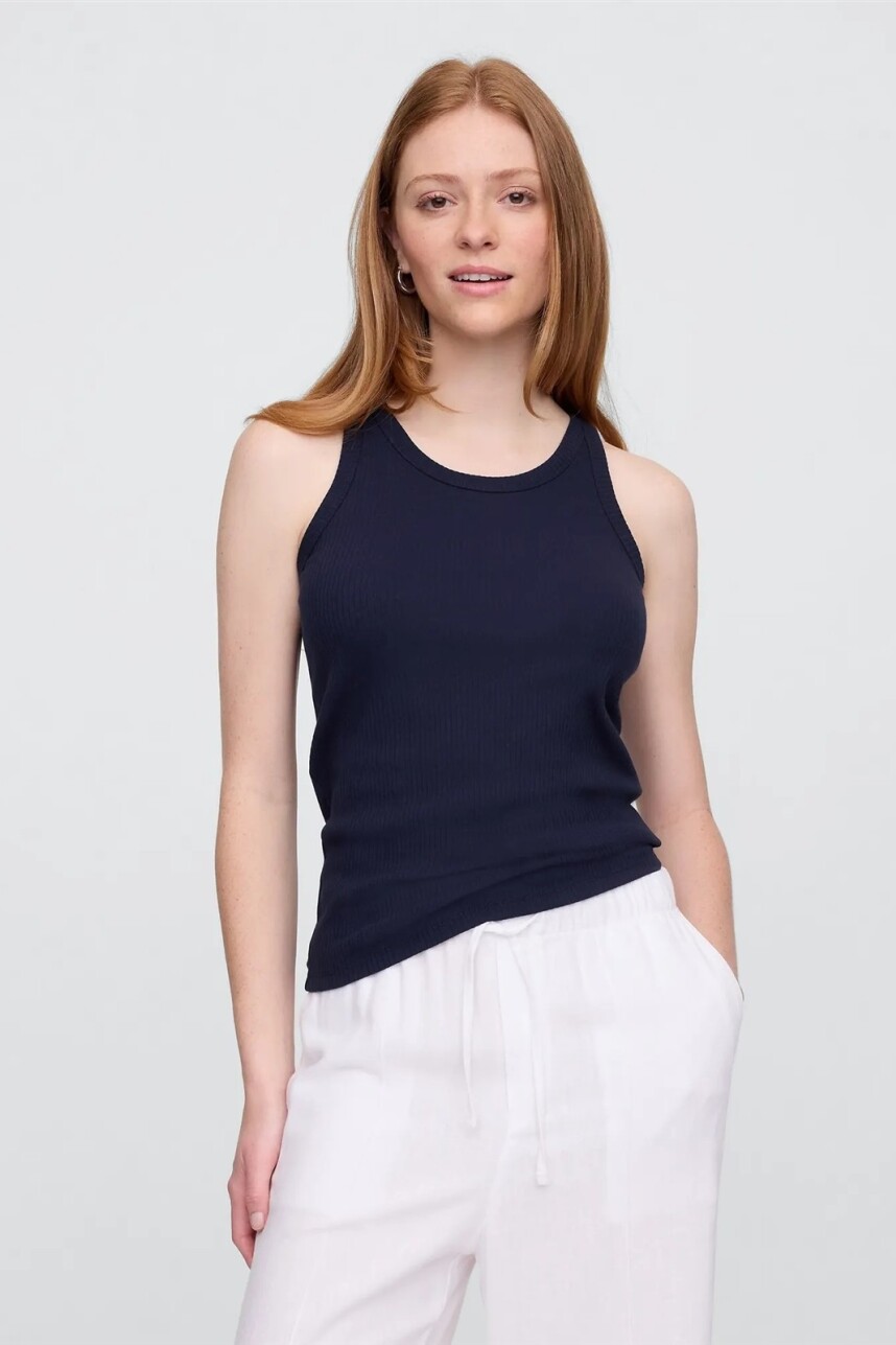 Musculosa Ribbed Mujer Navy Uniform