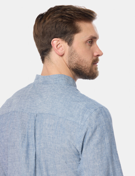 CAMISA DE LINO CUELLO MAO Azul
