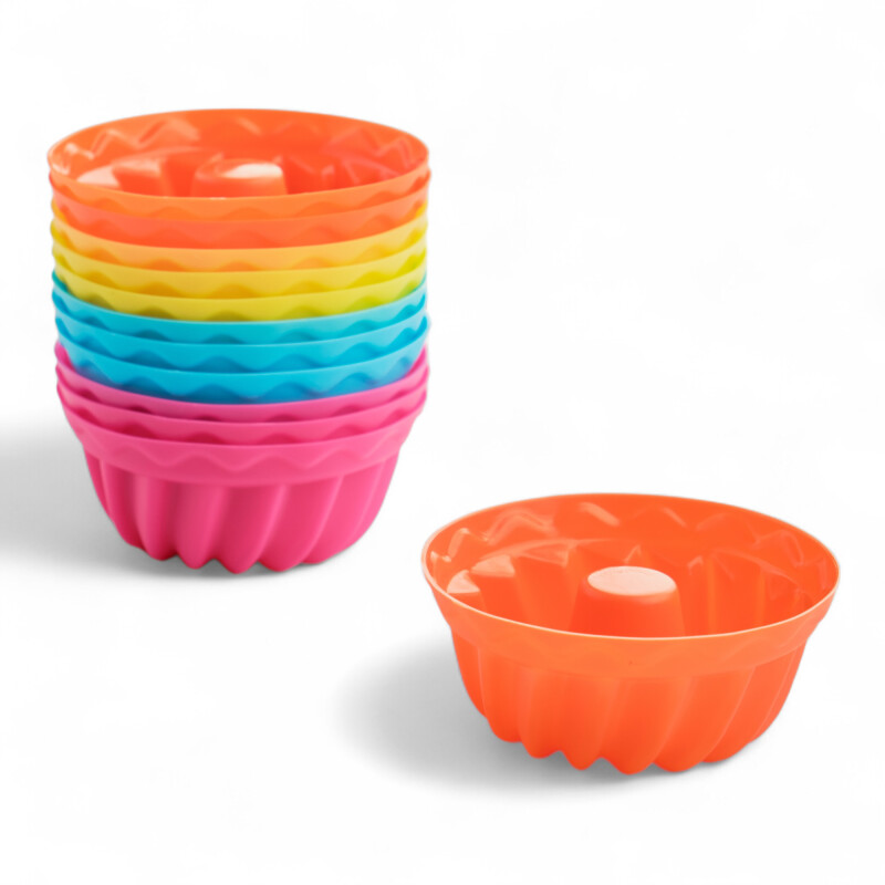 12 piezas molde individual budin/flan 6,5 x 2,7 cm Silicona Sin Color