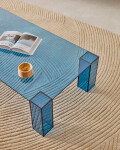 Mesa de centro Adularia de cristal templado azul 140 x 60 cm