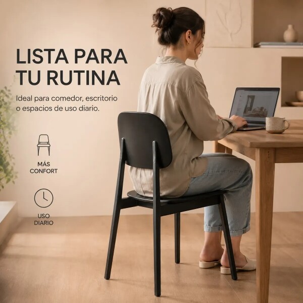 Silla Comedor ComboHome Visby Blanca Diseño Moderno Calidad Color Negro