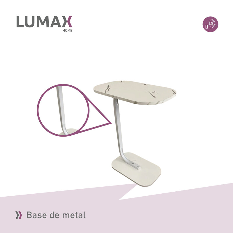 Mesa auxiliar Lumax de arrime MDF símil mármol para living Mesa auxiliar Lumax de arrime MDF símil mármol para living