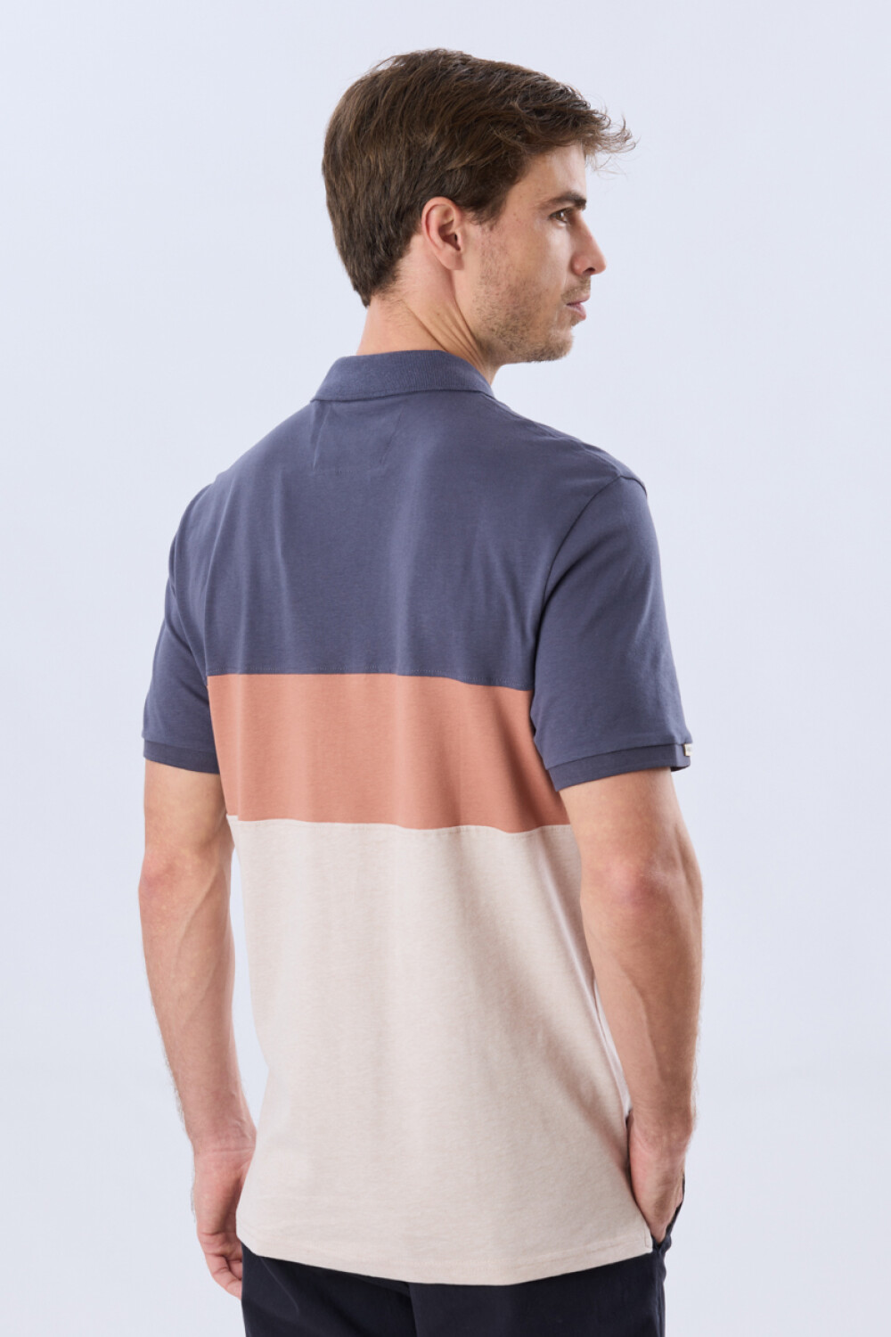 REMERA POLO RAYADA JERSEY Azul Oscuro