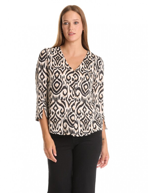 Blusa Print NEGRO/BEIGE