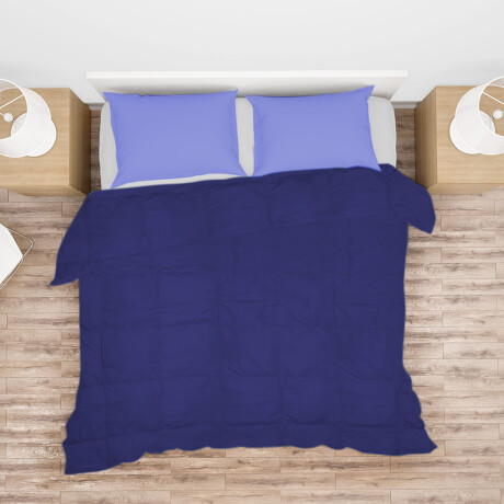 Set 2 Plazas c/ Acolchado Pluma Dohler + Calienta Cama Cuori Azul Marino