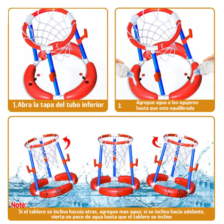 Juego De Piscina 2 En 1 Basket y Aros Verano Rojo