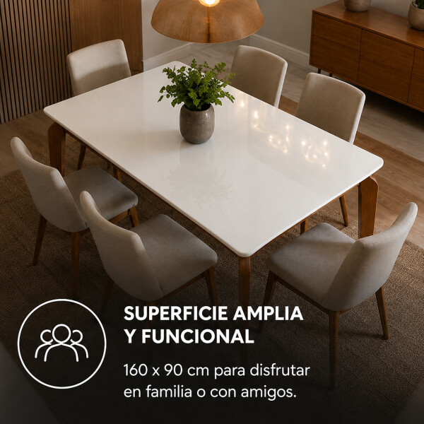 Mesa Comedor ComboHome Petra Premium 160x90 Cm Madera Vidrio Marrón 1