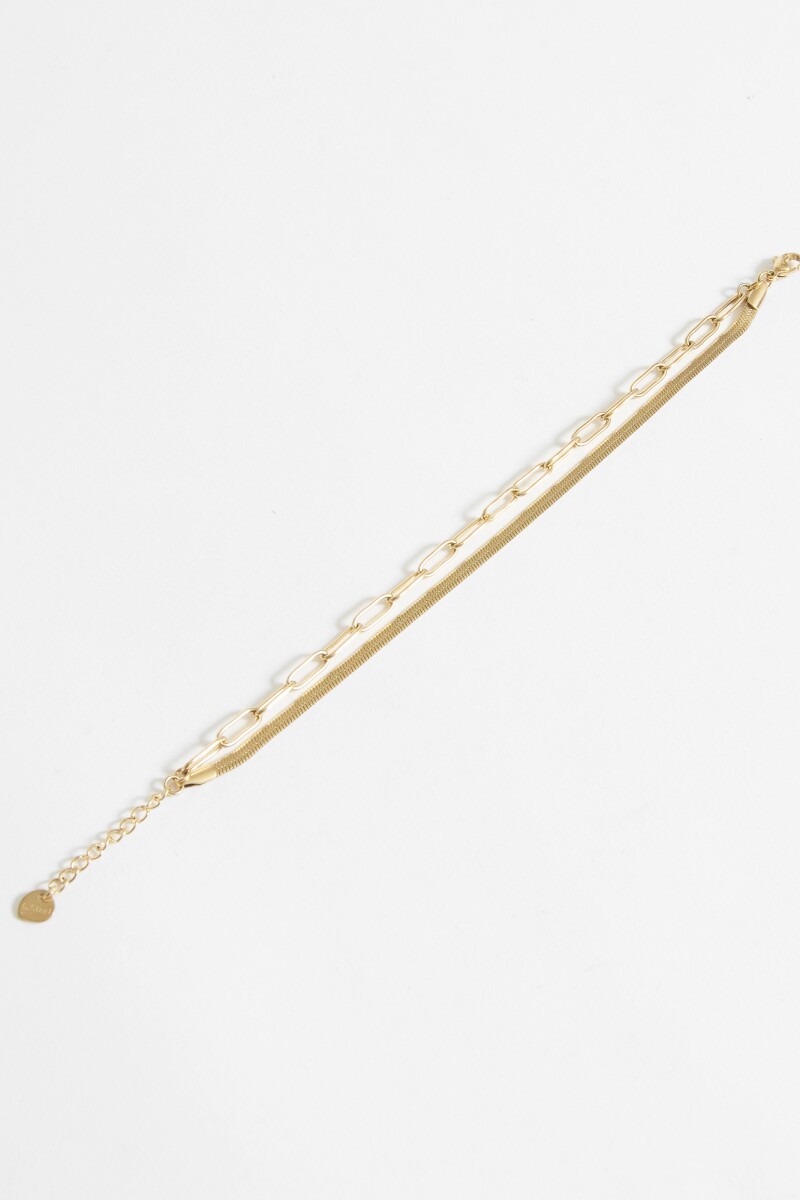 Pulsera de acero doble cadena dorado