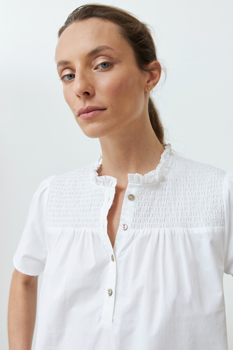 Blusa punto smock blanco