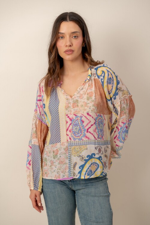 Blusa Mosaico Patchwork multicolor
