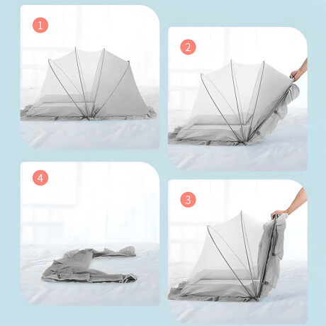Mosquitero Cama Cuna Plegable Bebe Portátil Grande Gris