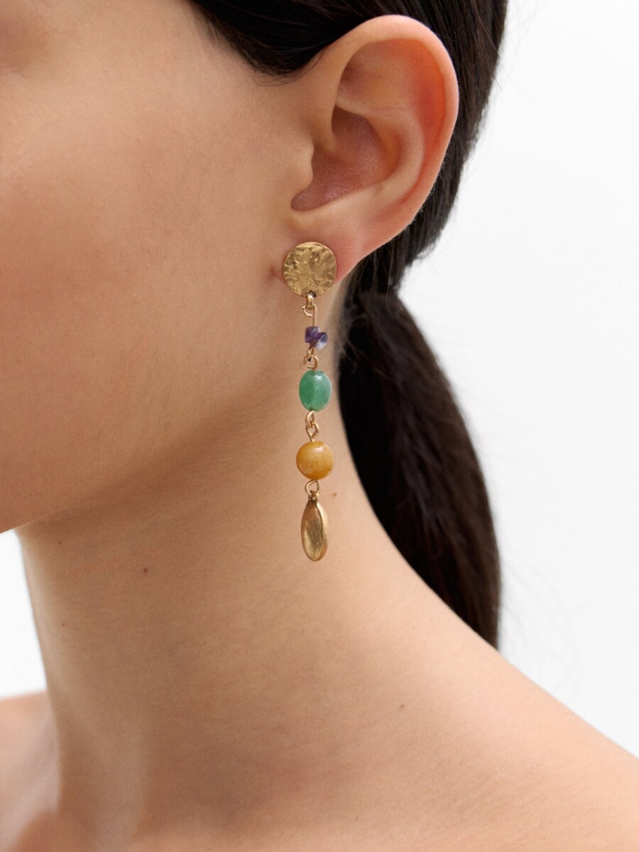 Pendientes Largos Con Piedras multicolor