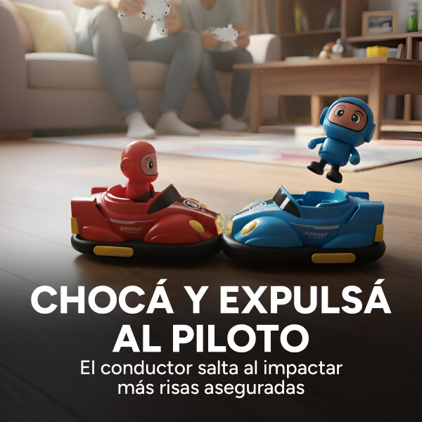 Auto Control Remoto Autitos Chocadores Go Karts Con Sonido Color Rojo y Azul