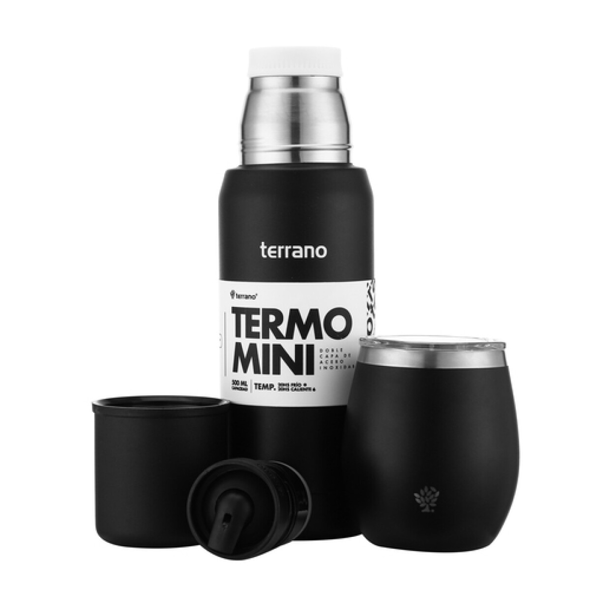 Kit Termo Mini + Mate C/Tapa - Negro 