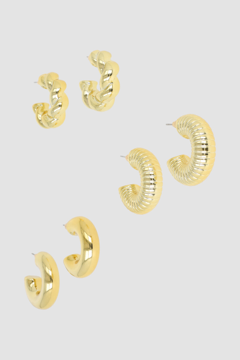 Set de aros con textura gold Oro fuerte