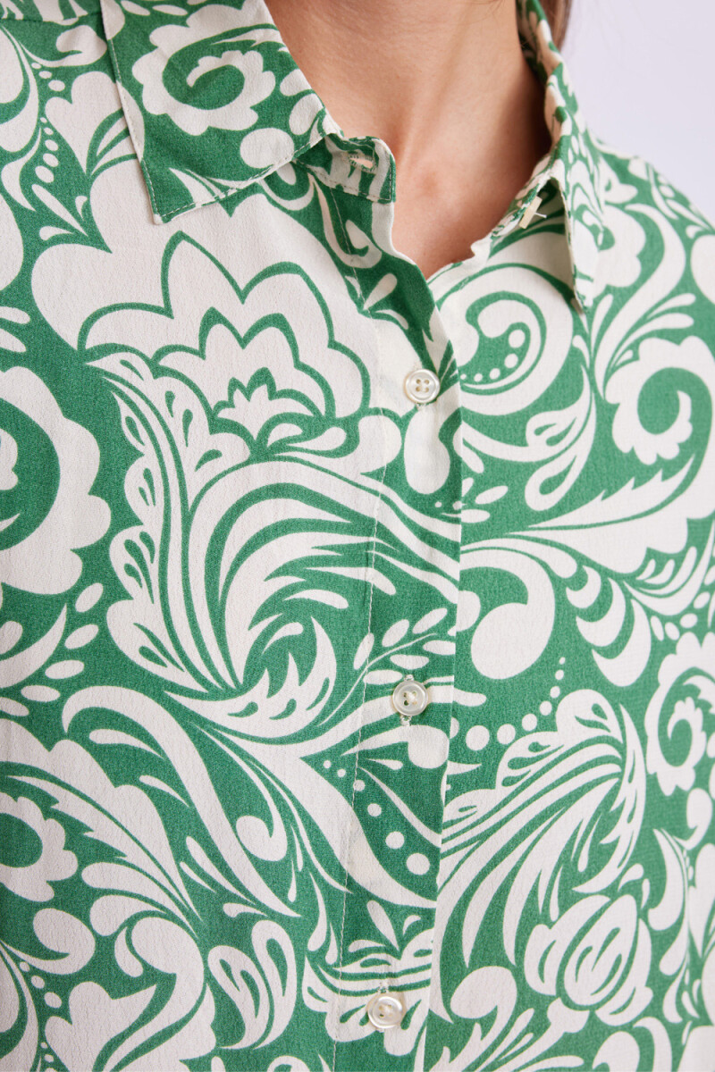 Camisa Manga Larga Estampado Verde