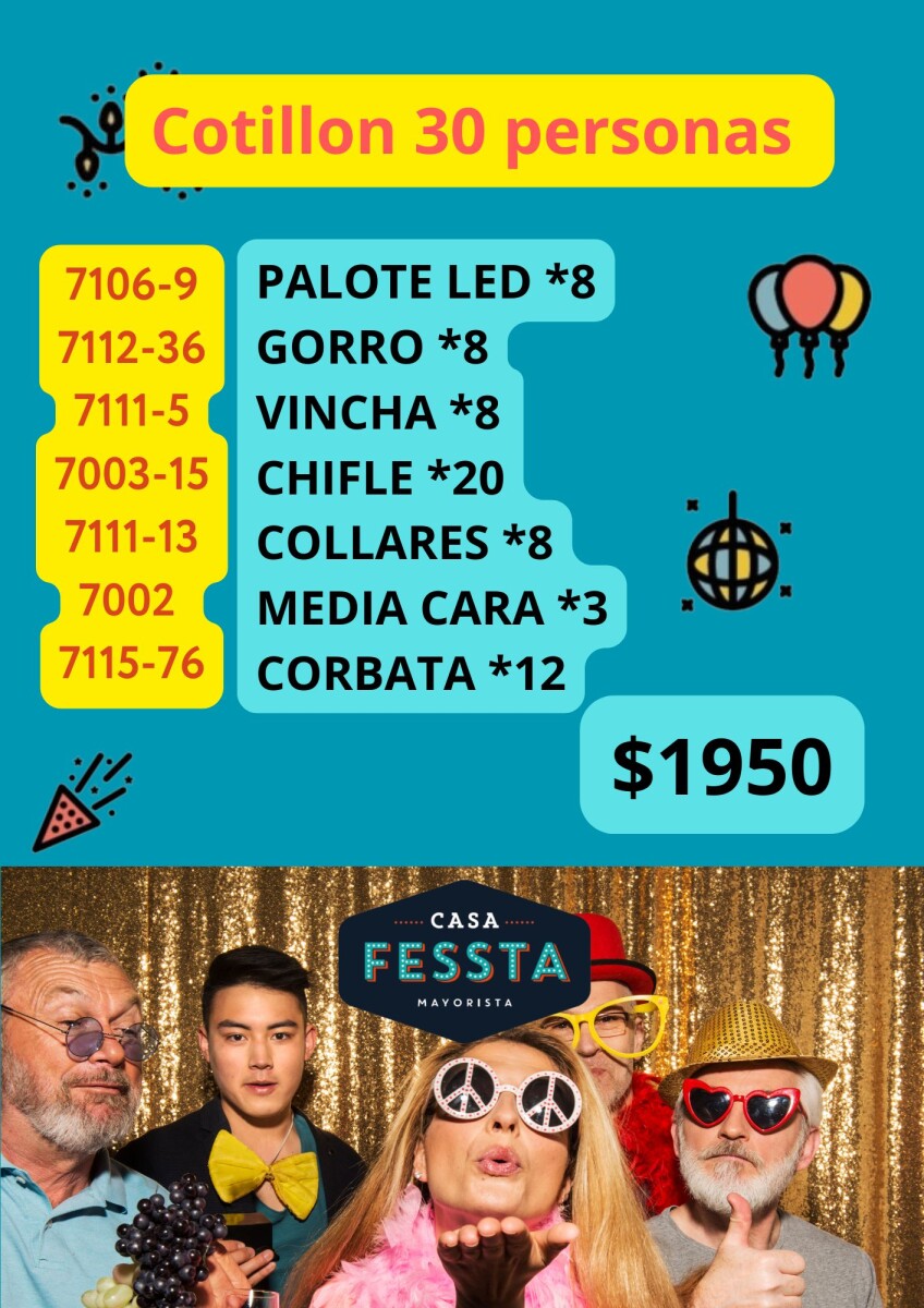 Combo de Cotillon 30 Personas 