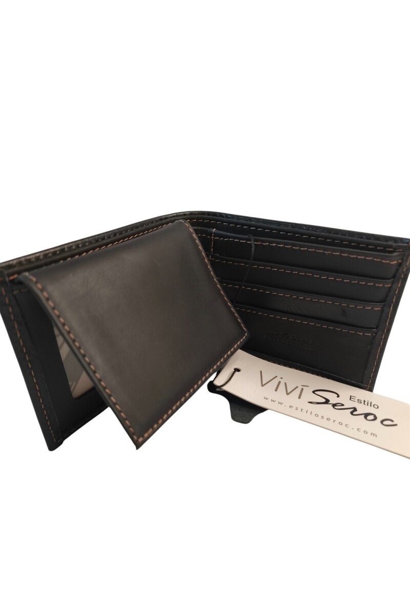 Billetera de cuero con visor Negro