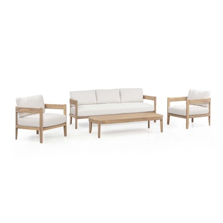 SET DE LIVING MADERA-ACACIA NATURAL-BEIGE CRUZ