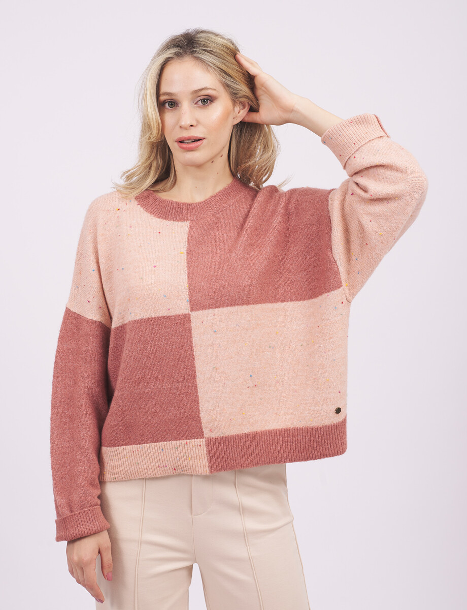 Sweater damero rosa