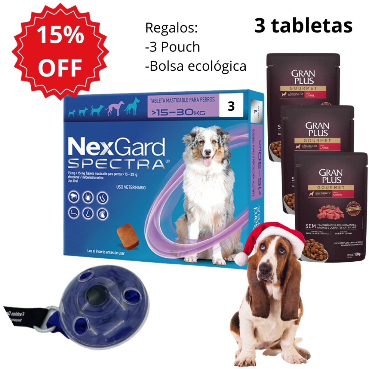 Nexgard Spectra Dog 15-30 Kg * 3 Comprimidos 