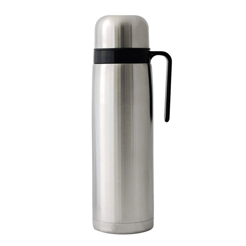 Termo acero inoxidable 1 lt con manija PLATEADO