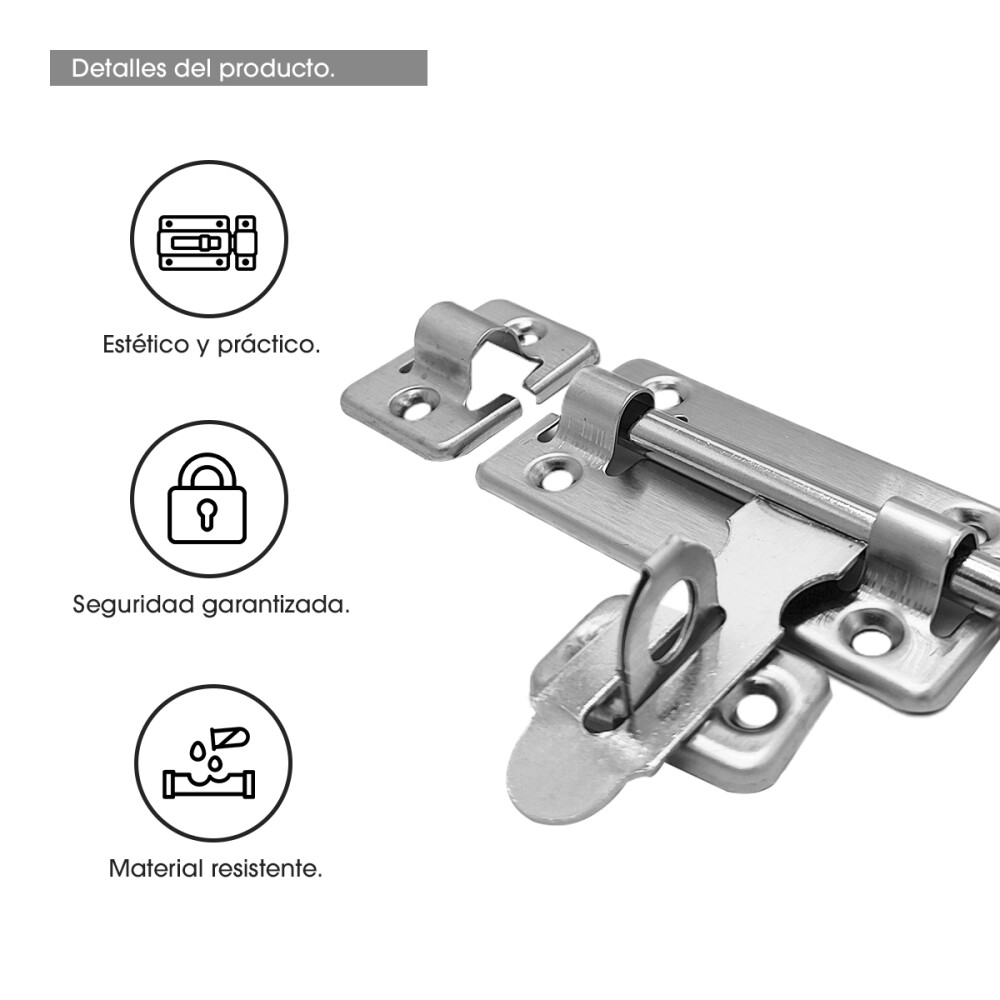 Pasador Metalico De Seguridad Plateado Puerta Traba 12cm Pasador Metalico De Seguridad Plateado Puerta Traba 12cm